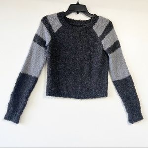 SUSS wool blend knit grey color block sweater